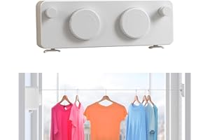 JOOM Retractable Clothesline Indoor Outdoor Clothes Line - Heavy Duty Clothes Drying Laundry Line - Wall Mounted Drying Rack - Air Dry Clothing Lock to Prevent Sagging (Two line,White)