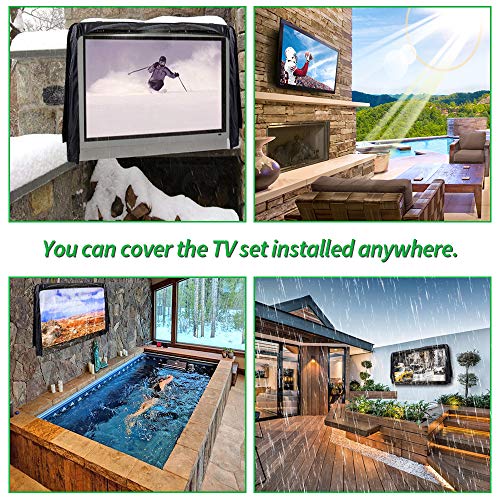 Outdoor TV Cover 60-65 Inch, IC ICLOVER Upgraded 600D Heavy Duty 4 Season Weatherproof Television Protector with Built-in Clear Front Film & Full Covered Bottom for LED, LCD, Plasma TV Screens