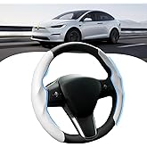 Canvcle Steering Wheel Cover for Telsa Model 3/Y 2016-2025 2026 Highland/Juniper Accessories Carbon Fiber Steering Wheel Cover Protector Non-Slip, Comfortable, Breathable, Model 3/Y Accessories, White