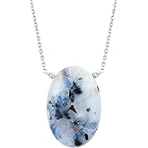 Shivangi Gems Natural Gemstone Oval Pendant Necklace Lightweight Crystal Necklace Handmade Jewelry Jewelry for Women Adjustable Silver Plated Chain 18" (Inch)