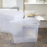 Wham Crystal 3 x 80L Stackable Plastic Storage Boxes with Lids UK Made view 3