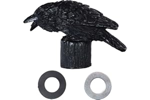 Bieye DF001 Raven Lamp Finial, Resin Crow Finial with G3/8" to G1/4" 27T Adapter, Decorative Lamp Shade Topper with Metal Spacer & Rubber Washer