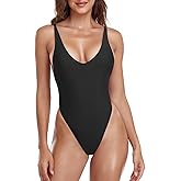 Colloyes Women's Thong One Piece Swimsuit Sexy High Cut Bathing Suits