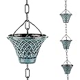 Tfro & Cile Rain Chain Gutter Downspout Catcher Outside Water Diverter Decorative Garden Rain Cups Chime Home Decor - 8 1/2 Feet Long