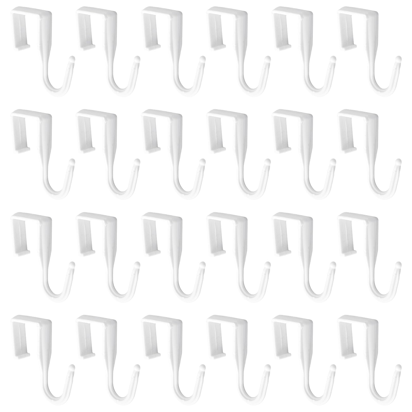 UFURMATE Over Cabinet Door Hooks, 24 Pcs Plastic Over The Door Hangers Multi-Purpose Cabinet Door Hook Organizer Over Cupboard Drawer Hooks for Bathroom Bedroom Kitchen (White)
