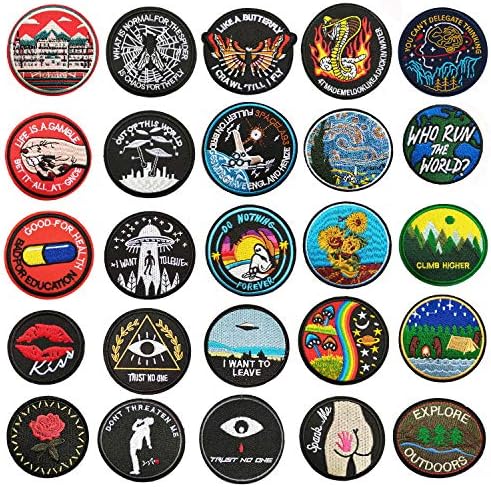 Czorange Mixed Random Embroidered Badge Applique Sew or Iron on Patches Set (Pack of 5)