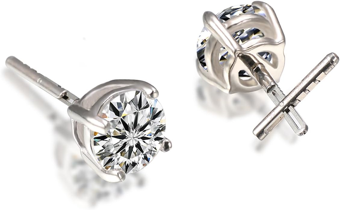 veecans 18 K Gold Swarovski Cubic Zirconia Stud Earring Set / for Women / Gifts For Girls (Yellow/White)