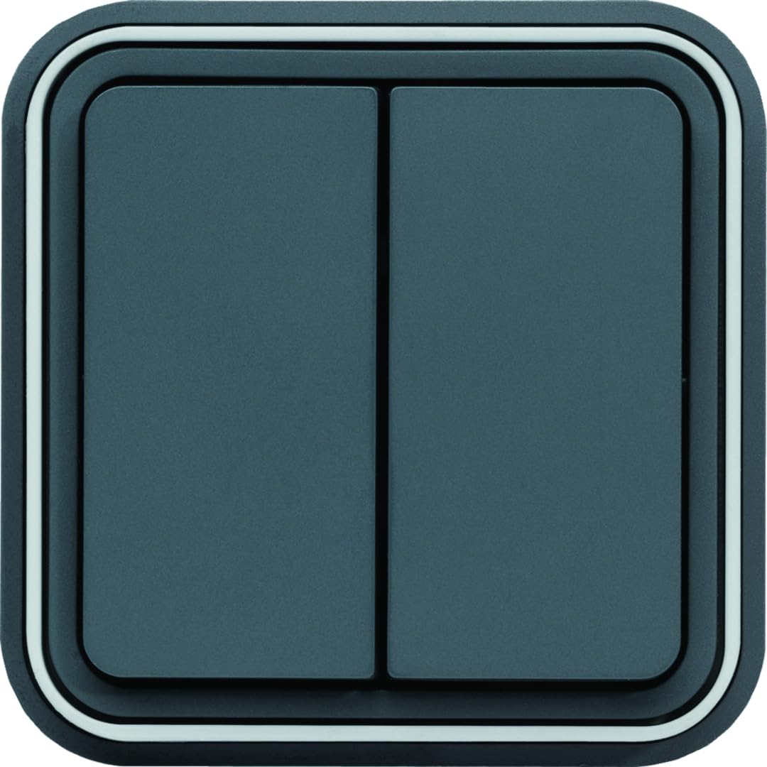 Hager Waterproof cubyko – Double Two-Way Switch Flush-Mounted Grey