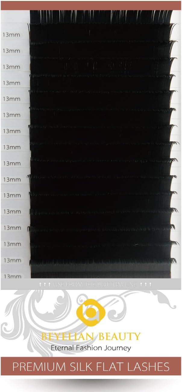 BEYELIAN Beauty Flat Eyelash Extensions Premium Silk Classic Setting Lash Natural Soft Lightweight C Curl 0.15mm 13mm