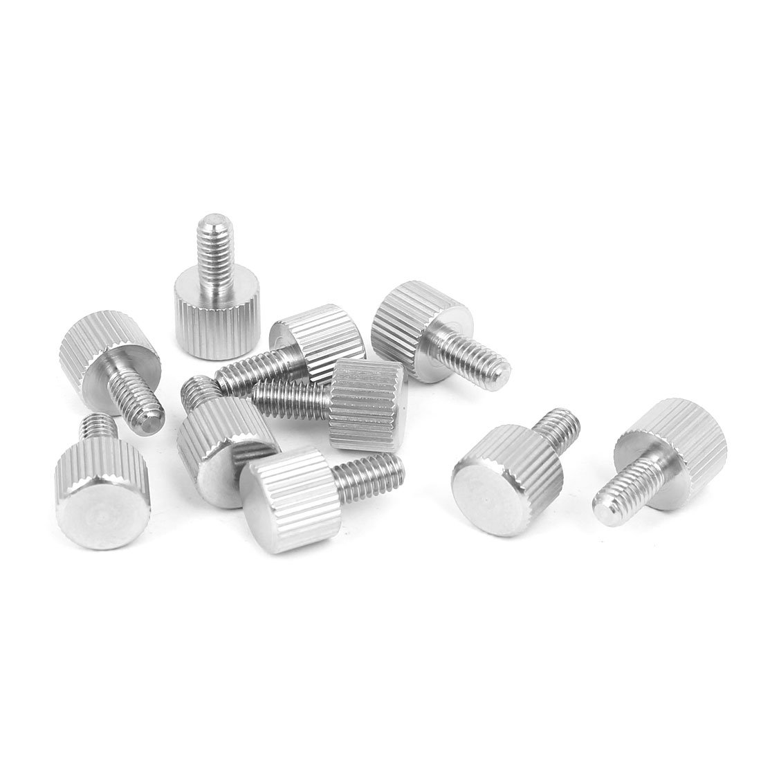 Sourcingmap Computer PC Case M4 x 8mm Stainless Steel Flat Head Knurled Thumb Screw 10pcs