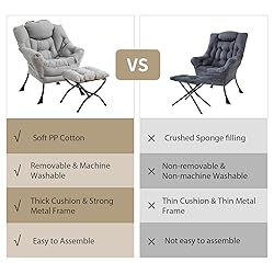 Furlide Lazy Chair with Ottoman, Modern Chair with