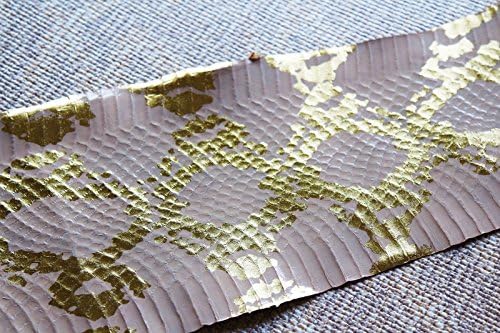 Asia Snake Skin Hide Leather Snakeskin Burmese Python Print Metallic (5.75"W x 50"L)