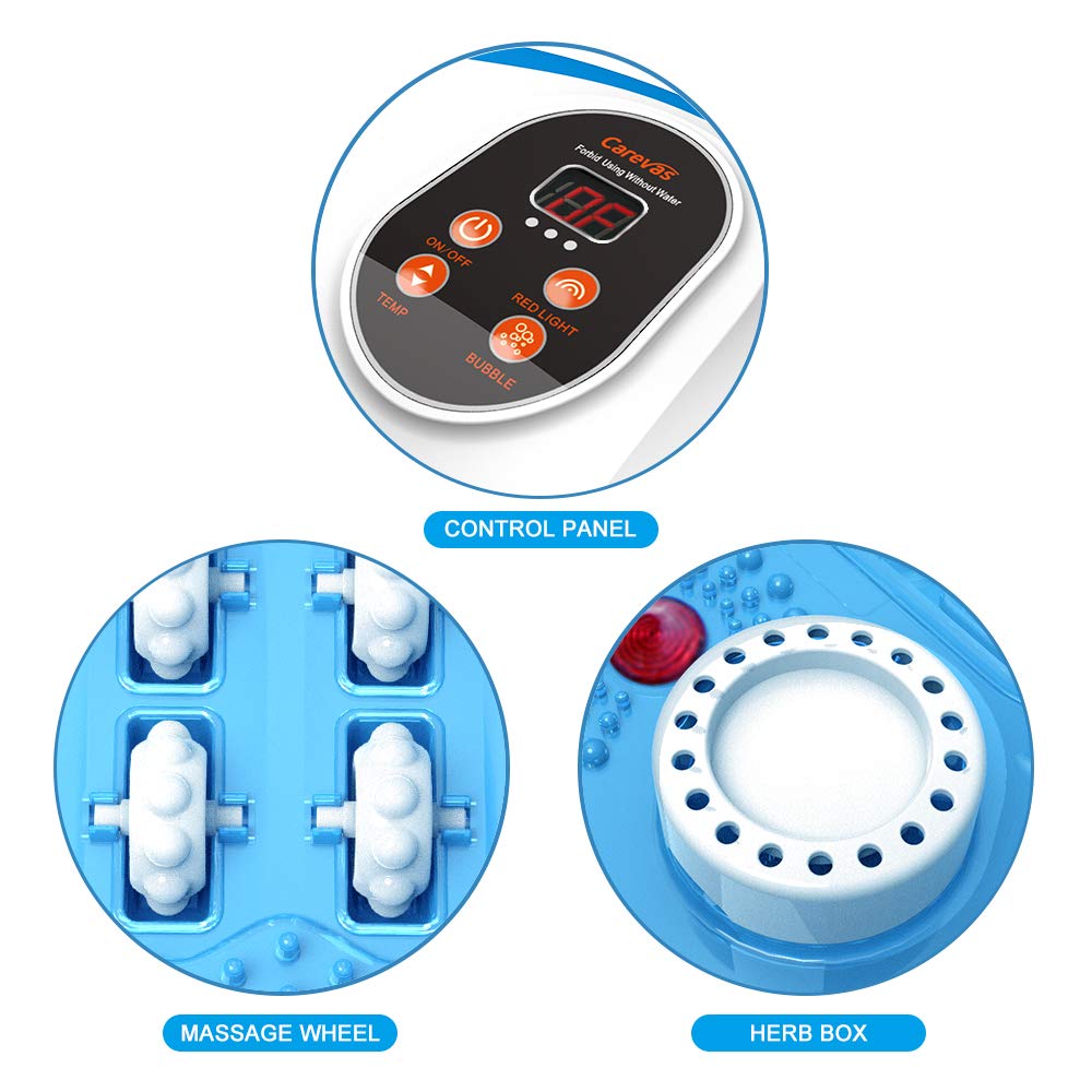 Carevas Foot Spa Massager, Heated Foot Bath with 14 Massaging Rollers, O2 Bubbles, Adjustable Temperature, Medicine Box for Tired Feet Stress Relief: Beauty