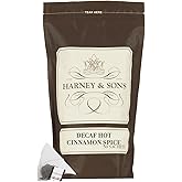 Harney & Sons Decaffeinated Hot Cinnamon - Ceylon Black Tea with Three Types of Cinnamon, Orange Peel and Sweet Cloves - 50 Count Sachet Bag