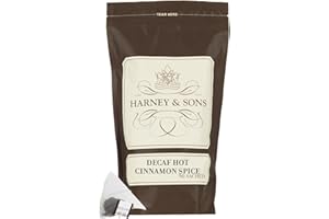 Harney & Sons Decaffeinated Hot Cinnamon - Ceylon Black Tea with Three Types of Cinnamon, Orange Peel and Sweet Cloves - 50 Count Sachet Bag