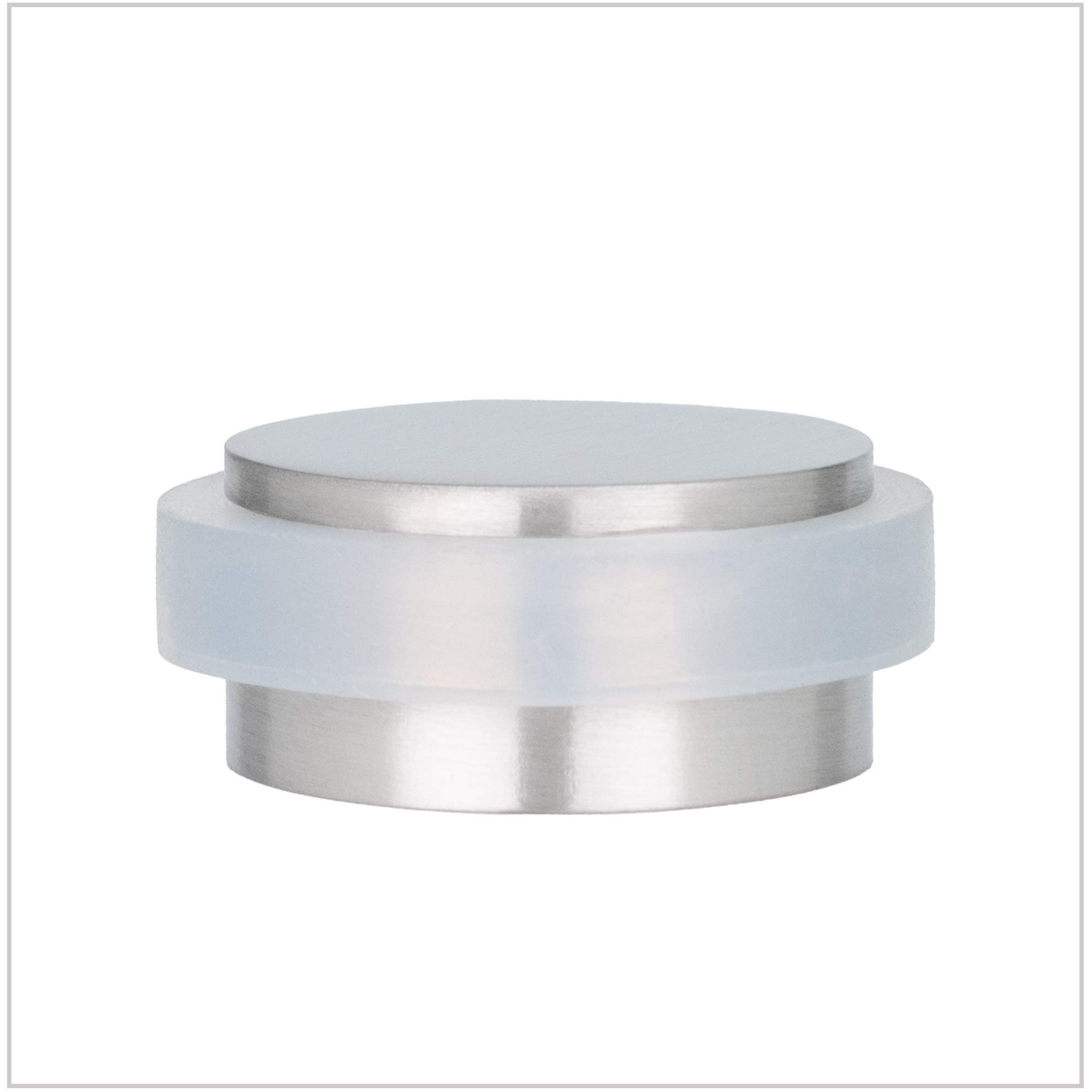 Door Stopper, Adhesive, Stainless Steel, White Rubber, Mini, high Resistance, 040163X12BAM