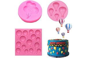 3Pack Hot Air Balloon Silicone Fondant Molds for Wedding Baby Shower Cake Cupcake Chocolate Candy Decoration Silicon Molds Ba