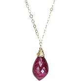 Large Ruby Teardrop Pendant Necklace- Genuine Ruby Gemstone- July Birthstone Birthday- Jewelry-Gift Idea- Rare- Unisex
