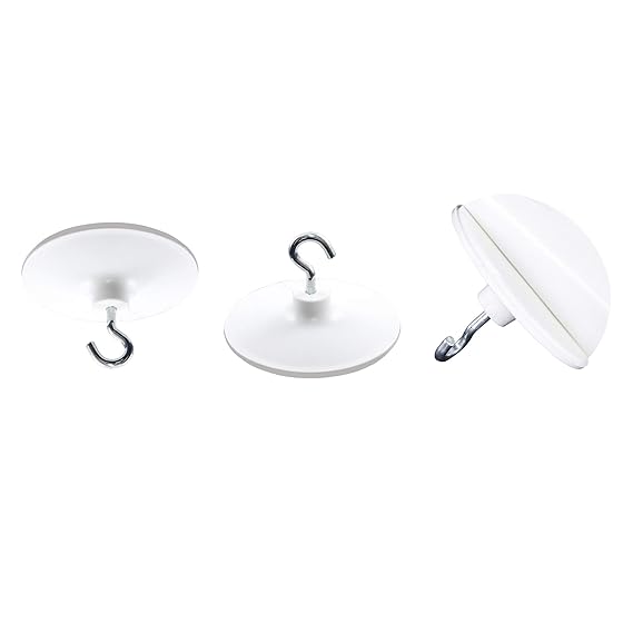 Deckenhaken selbstklebend 4 Stück weiß mit Metallhaken ohne Bohren oder