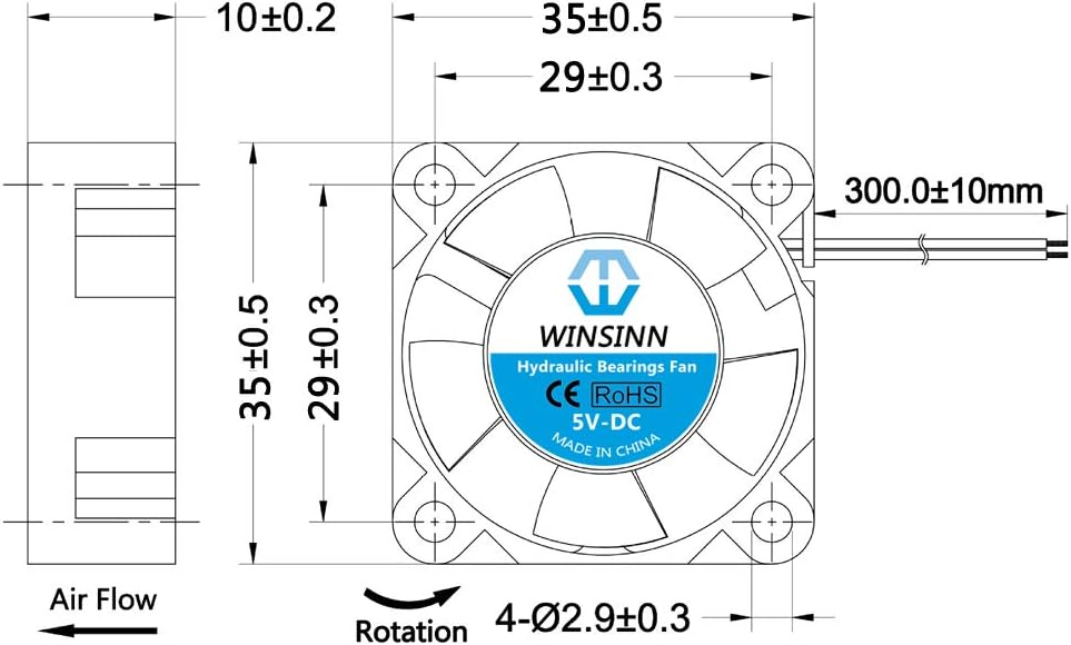 WINSINN 35mm Fan 5V Hydraulic Bearing Brushless 3510 35x10mm - High Speed (Pack of 5Pcs), 3010 24V - Image 3