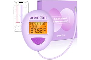 Premom Smart Basal Body Thermometer for Ovulation: Long-Tip for Hands-Free, Digital Ovulation Tracker with 1/100th Degree High Precision, Backlight & 60 Memory | Premom App Supported | EBT-380