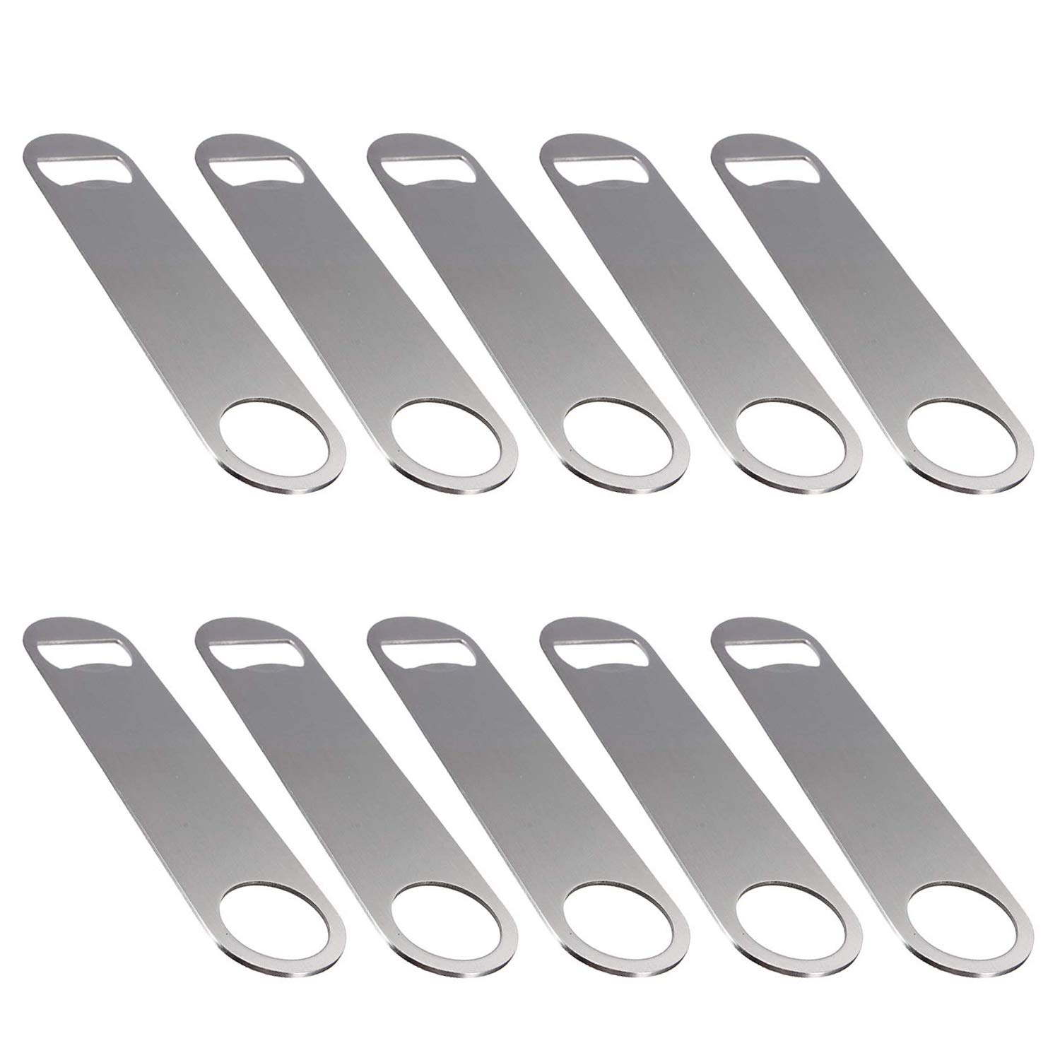 Coolty 10 PCS Beer Bottle Openers, Stainless Steel Bar Blade Flat Bottle Opener with Coated Handle(Silver)