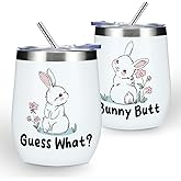 Cute Funny Rabbit 12 oz Tumbler, Wine Tumbler Insulated Wine Glass with Lid, Bunny Gifts Bunny Supplies Accessories for Women Girls Friend Daughter Sister Pet Owner Friendship Christmas Birthday