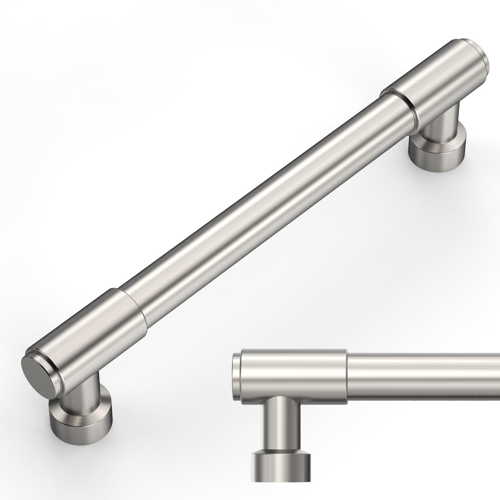 Photo 1 of Amerdeco 10 Pack Brushed Satin Nickel Cabinet Pulls 5 Inch(128mm) Hole Center Drawer Pulls Cabinet Hardware Kitchen Cabinet Handles for Bathroom ZH0075