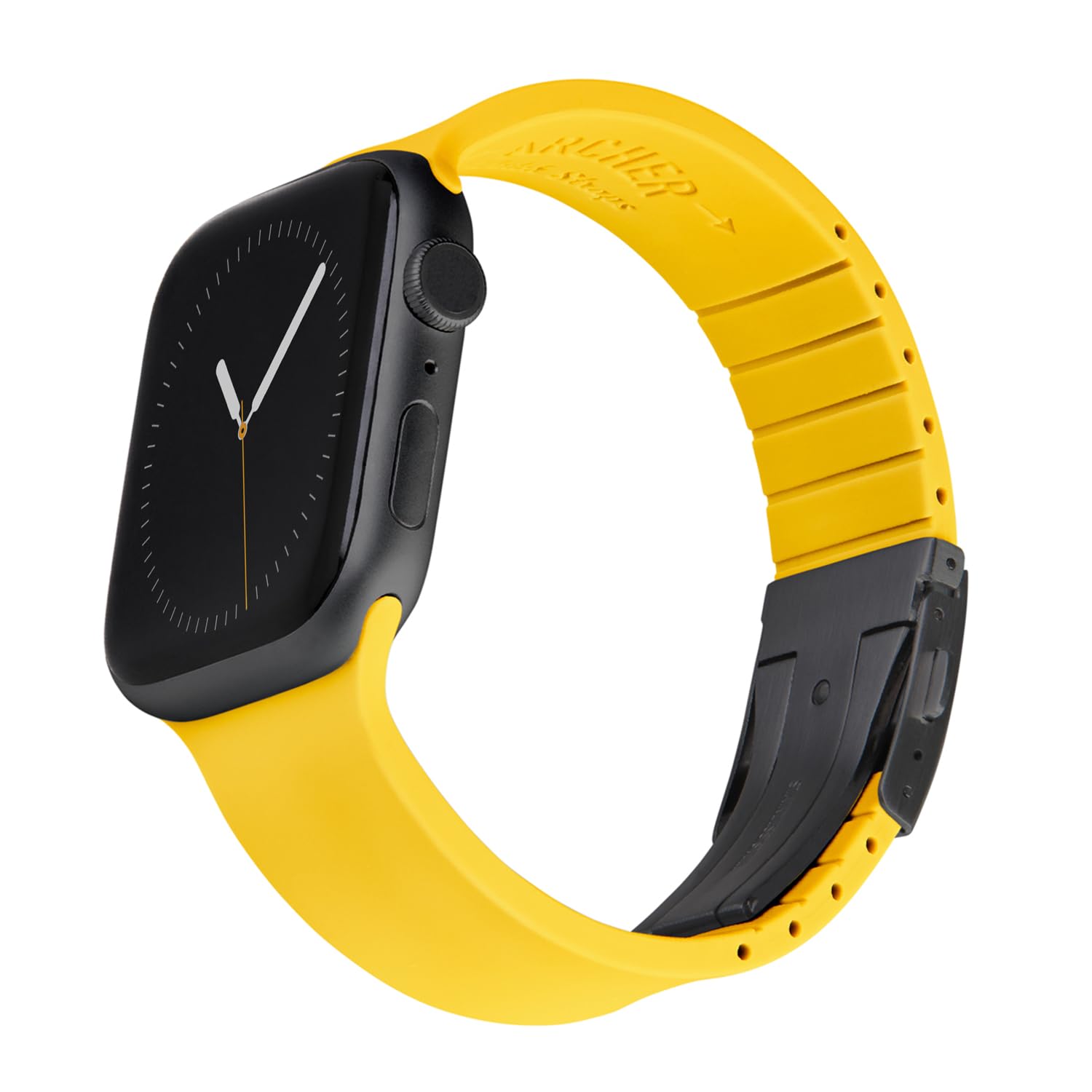 Archer Watch Straps - Custom Fit Silicone Straps for Apple Watch (Naples Yellow, Gray Clasp, 40/41/42mm)