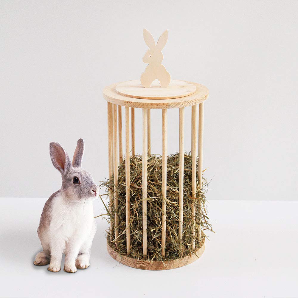 Habicat.It 8033673644501 Round Rabbit Hay Feeder for Hay, Fir Wood and Koto