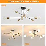 Comely Sputnik Ceiling Light 6 Light E27 Black Gold Modern Chandelier view 6