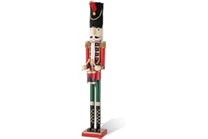 eUty 42" H Wooden Christmas Drummer Nutcracker Novelty Large Size Xmas Welcome Nutcracker Drummer with Felt Top Hat Porch Figurine Decor- Indoor & Outdoor