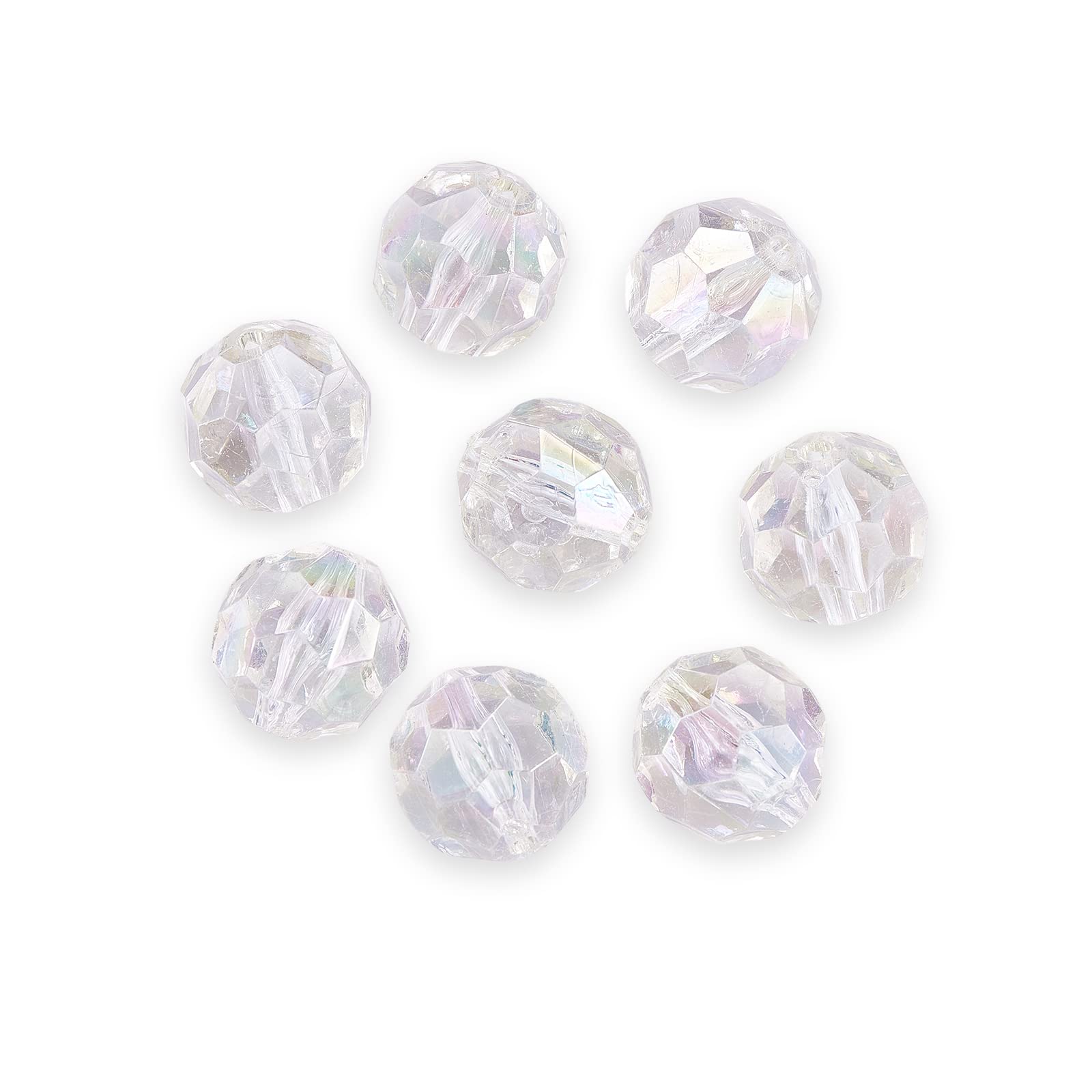 Airssory 10 Pcs 20mm Clear Acrylic Large Beads Faceted AB Color Plated Round Disco Ball Chunky Big Bead for Jewelry Making Home Garland Décor Party Jewelry Making
