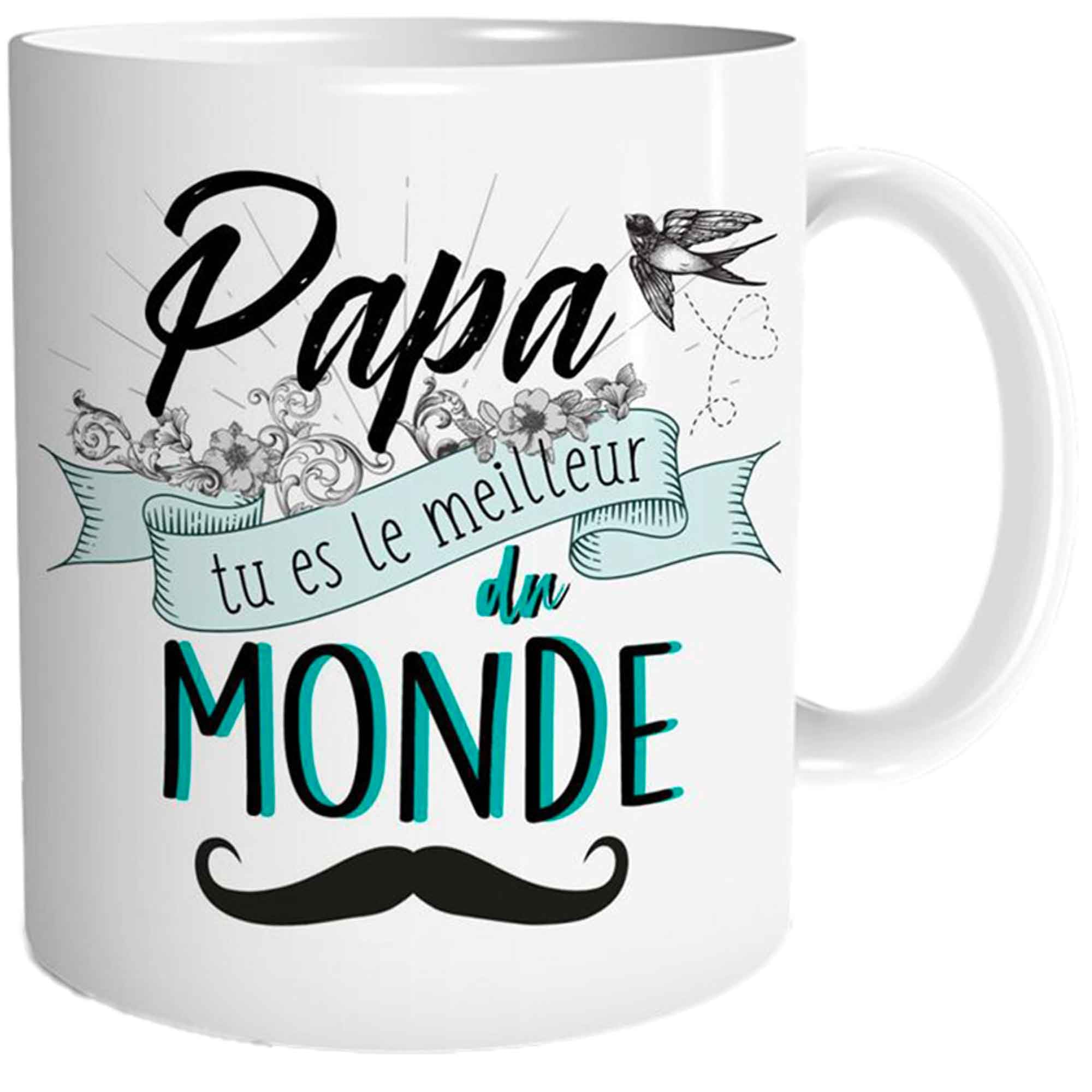 Les Tresors De Lily [Q0272] - Mug tenderness 'Papa Tu Es Le Meilleur Du Monde' green white.