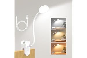 ZAPLIT 61 LED Rechargeable Reading Lamp, 3 Color Modes & 10 Brightness Levels, 2000mAh Clamp Lamp with USB-C, 15.8'' Flexible