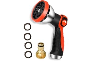 HQMPC Garden Hose Nozzle Metal Hose Spray Nozzle Water Hose Nozzle 10 Patterns Hose Nozzle Spray Nozzle For Hose Watering Car