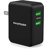 USB Quick Charger RAVPower 36W Quick Charge 3.0 Wall Charger Dual USB Plug for iPhone 12/11 Pro Max XS Max XR X 8 7 Plus Gala