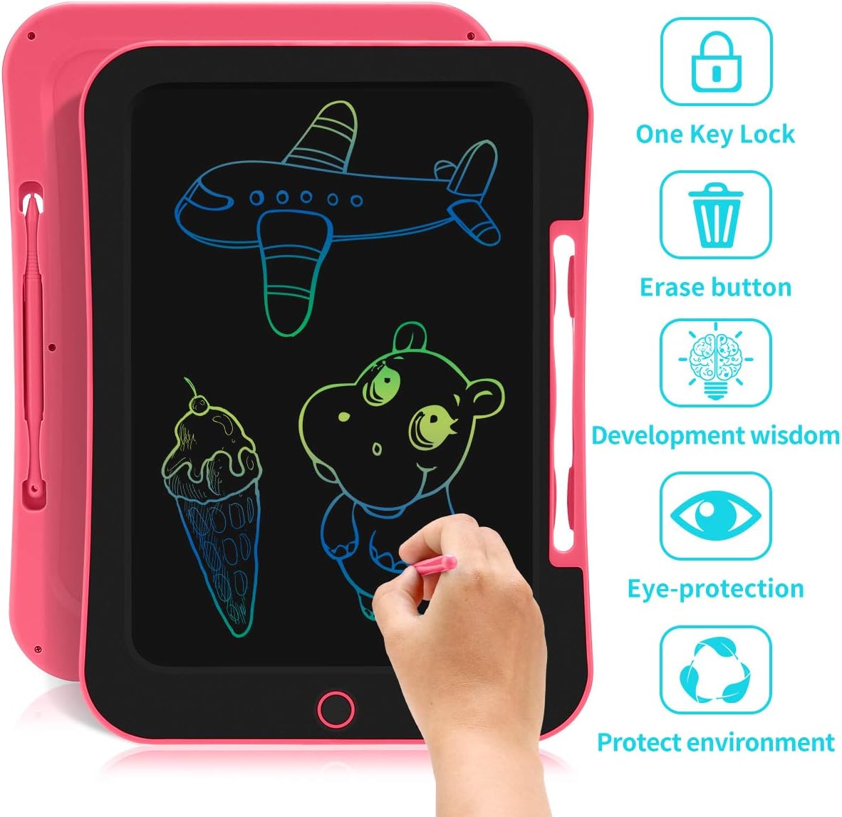 INKPOT LCD Drawing Tablet 10.5 Inch, Colorful Doodle Board Drawing Tablet for Kids,Erasable Reusable Writing Drawing Pad,Learning Educational Toy Gift for Children 3 4 5 6 7 8 9: Toys & Games