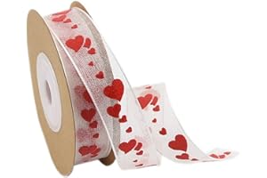 HOW FIT Valentine Ribbon Red Ribbon Gift Wrapping Decrotions for Valentine's Day Wedding Bachelorette Decor(11 Yards)