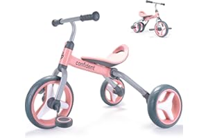 XIAPIA 4 in 1 Tricycle for Toddlers Age 2-5, Folding Toddler Bike& Toddler Tricycle& Baby Balance Bike with Adjustable Seat and Detachable Pedal, Ride-on Toys for 2 3 4 5 Years Old Boys Girls Birthday