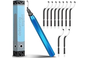Deburring Tool Kit with 10 High Speed Steel Blades, 360 Degree Rotary Head Deburring Tool for PVC Plumbing Pipes, Metal, Resi