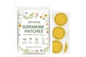 JIATUHAN Dopamine Patches Extra Strength – Mood Support, Calm & Focus – Stress Relief with Mucuna & 5-HTP – Plant-Based, Vegan – 60 Patches (2 Month Supply)