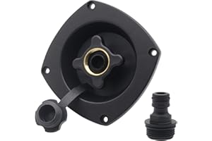 Ambuker RV City Water Inlet Connection Pressure Reducing Fill Hatch with Brass Check Valve and Quick Coupler Dustproof Inlet Hose Adapter for Fresh Water Fill Compatible with RV Marine Camper(Black)