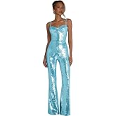 Zoghoo Sequin Jumpsuits for Women Dressy Spaghetti Straps One Piece Rompers