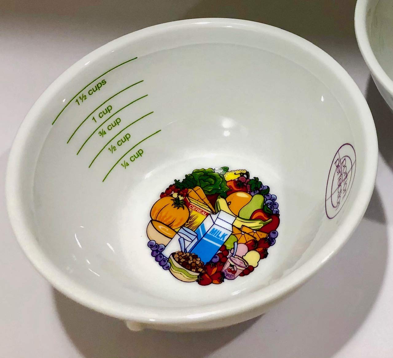 Bariatric Surgery Bowl + 8 Inch Plate Set In Porcelain (2 Measuring Bowls & Plates) By Portion