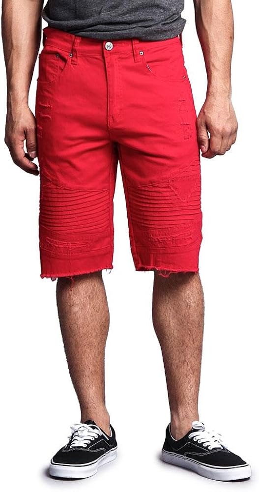 red distressed bermuda shorts