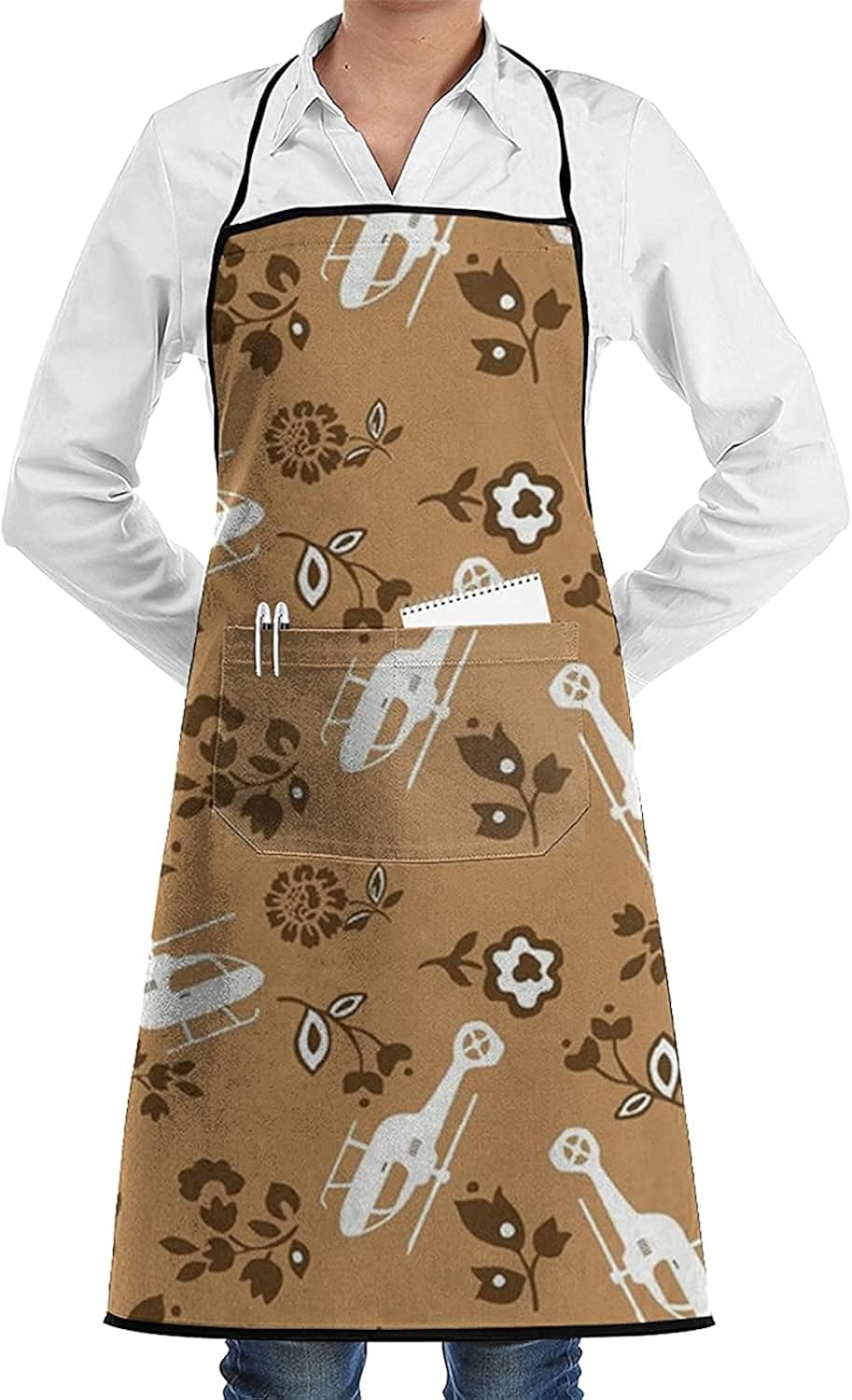 Helicopter Flying Aprons for Women and Men, Kitchen Chef Apron with 2