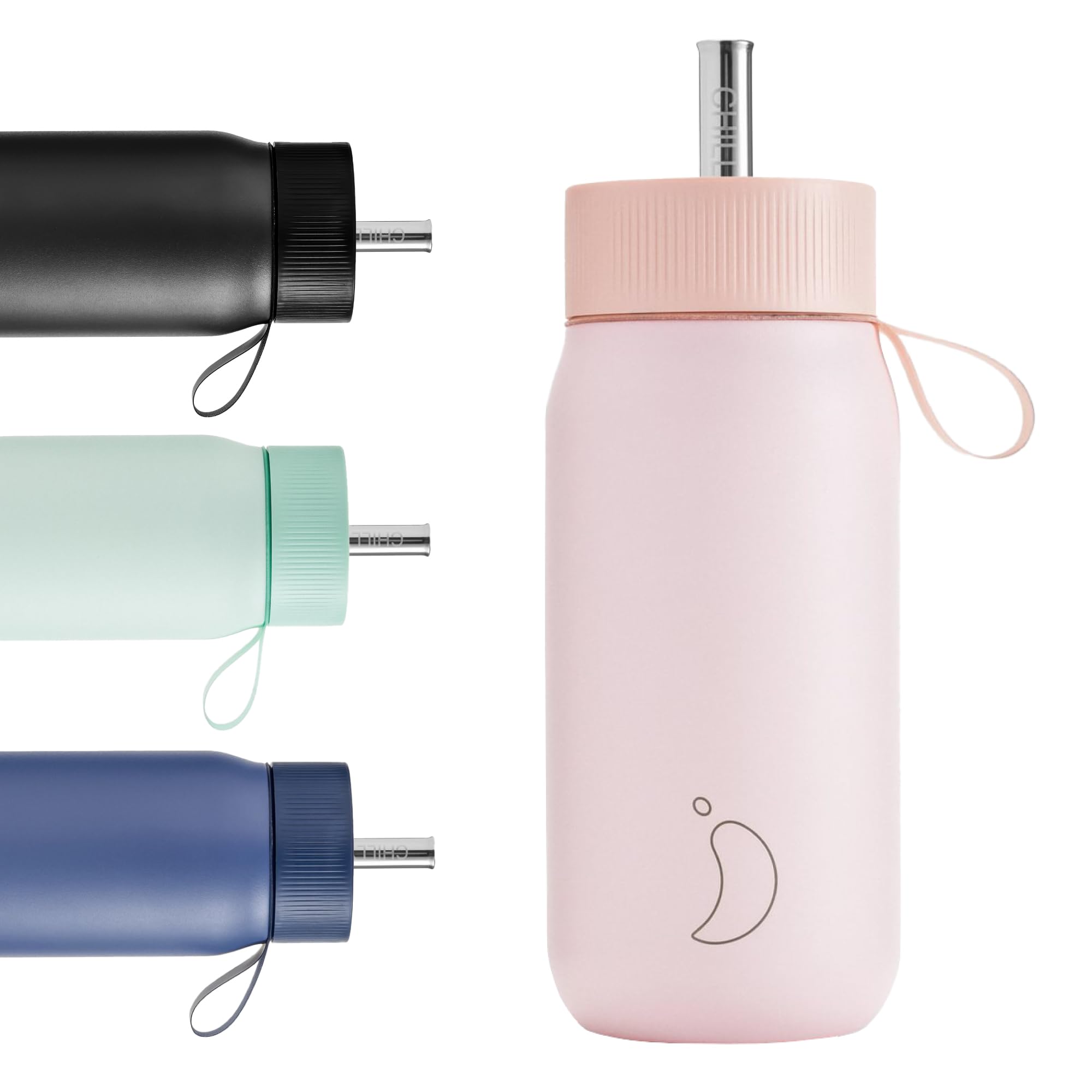 Chilly's Switch - BPA-Free Stainless Steel Switch Cup with Wide Straw for Milkshakes and Bubble Tea - Double Walled, Vacuum Insulated - Blush Pink, 750ml
