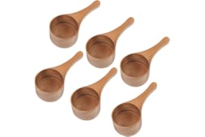 MornHalo 6 Pack Acacia Wood Coffee Scoops, Small Wooden Coffee Spoons for Jars and Containers Set of 6 Tablespoon Bean Scoop Cute Coffee Beans Measuring Scoop for Cooking Bath Salt,