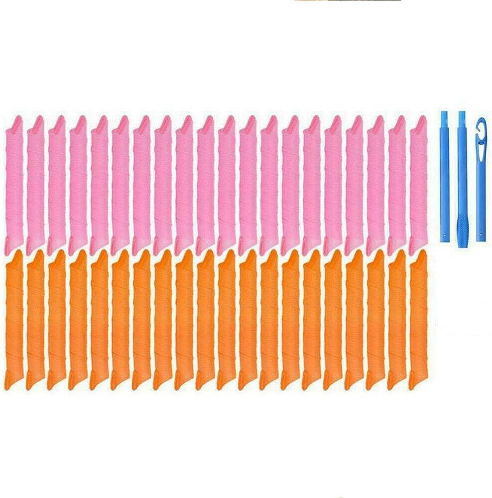 Magic Hair Curlers Spiral Curls Styling Hair Roller Kit 40 Pieces Hair Rollers and 1 Styling Hook for Long Hair 22" 55cm (40 pieces, 55cm/22")